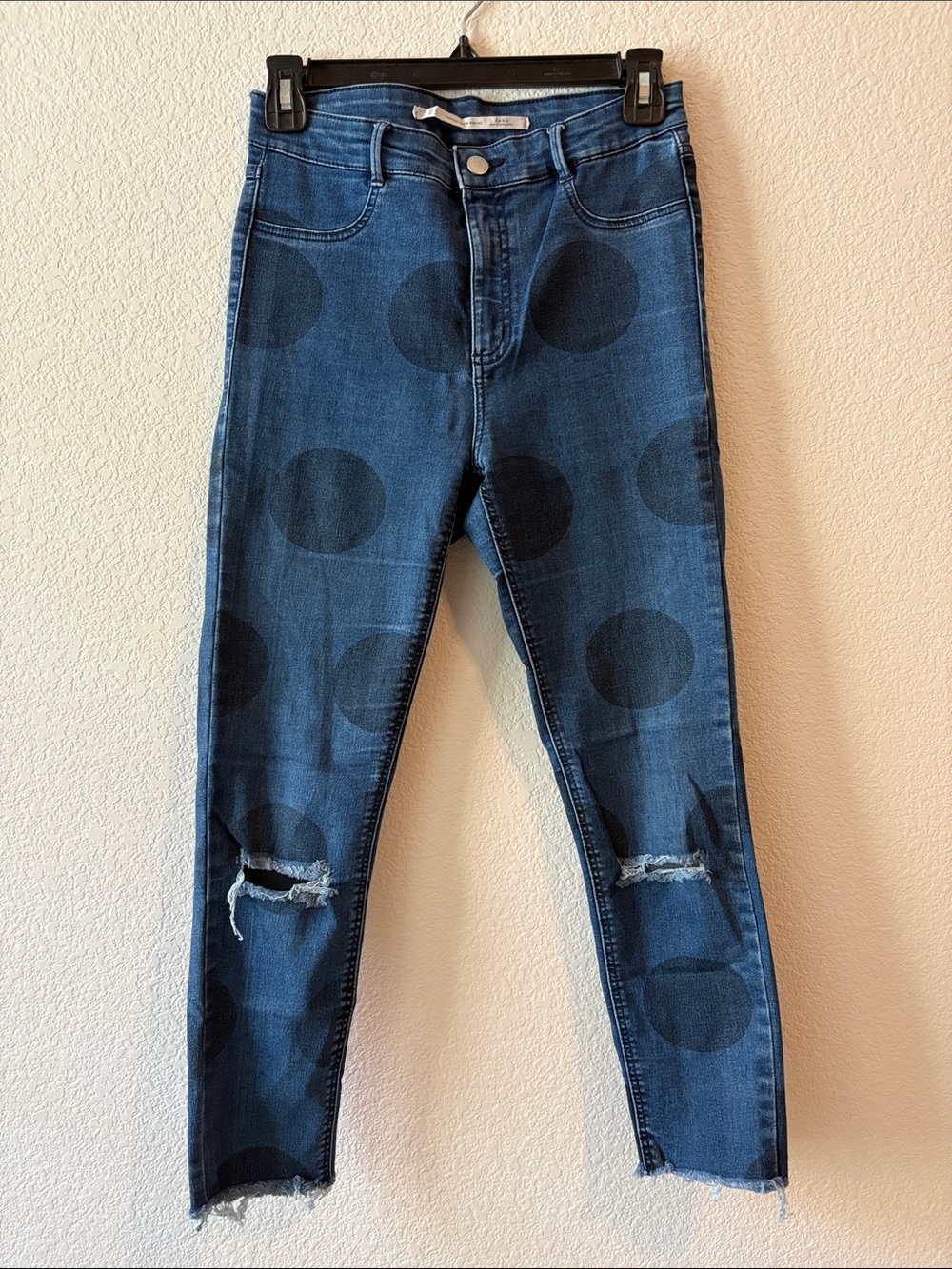 Zara Blue Polka Dot Skinny Jeans